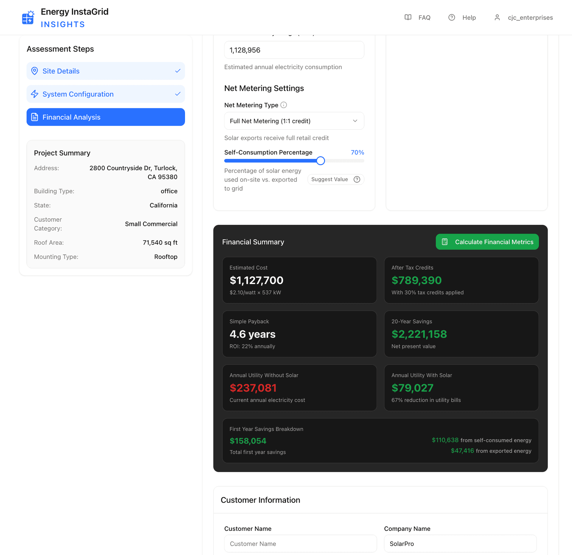automatic ROI assessment calculator